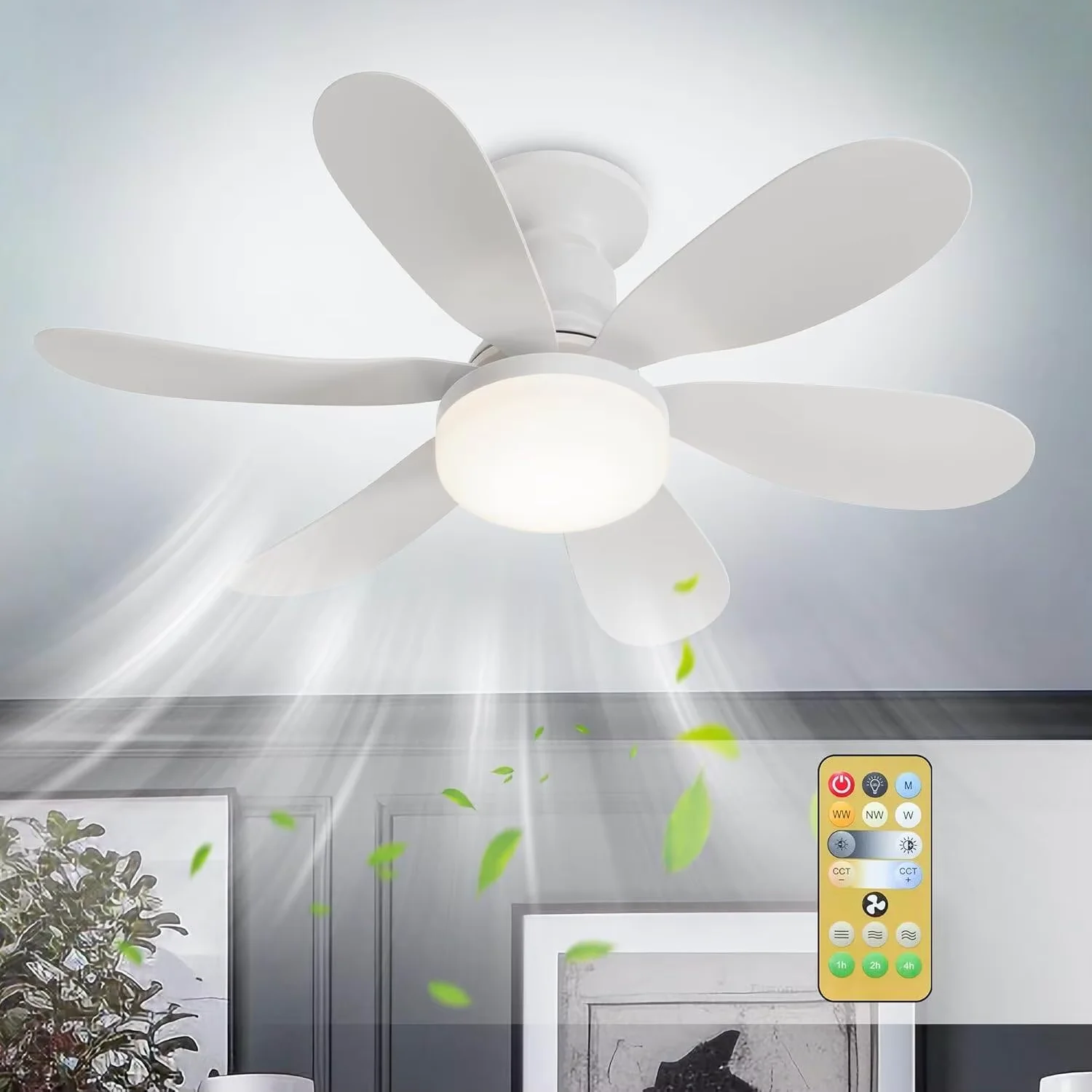 Ventilador de Teto LED 60W com Controle Remoto E27 Dimerizável - Imagem 2