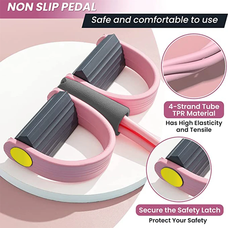Faixa Elástica de 4 Tubos com Pedal para Exercícios