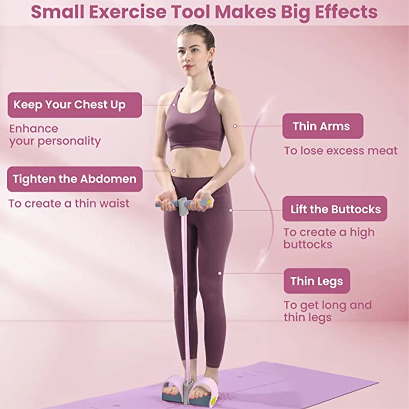 Faixa Elástica de 4 Tubos com Pedal para Exercícios