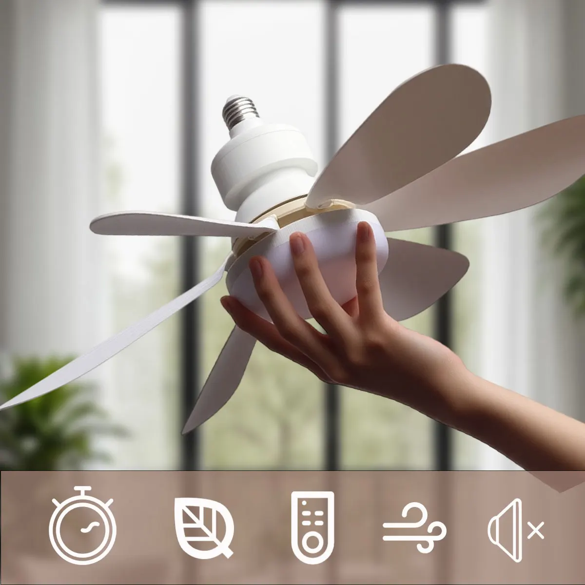 Ventilador de teto - Ventilador de Teto LED 60W com Controle Remoto E27 Dimerizável