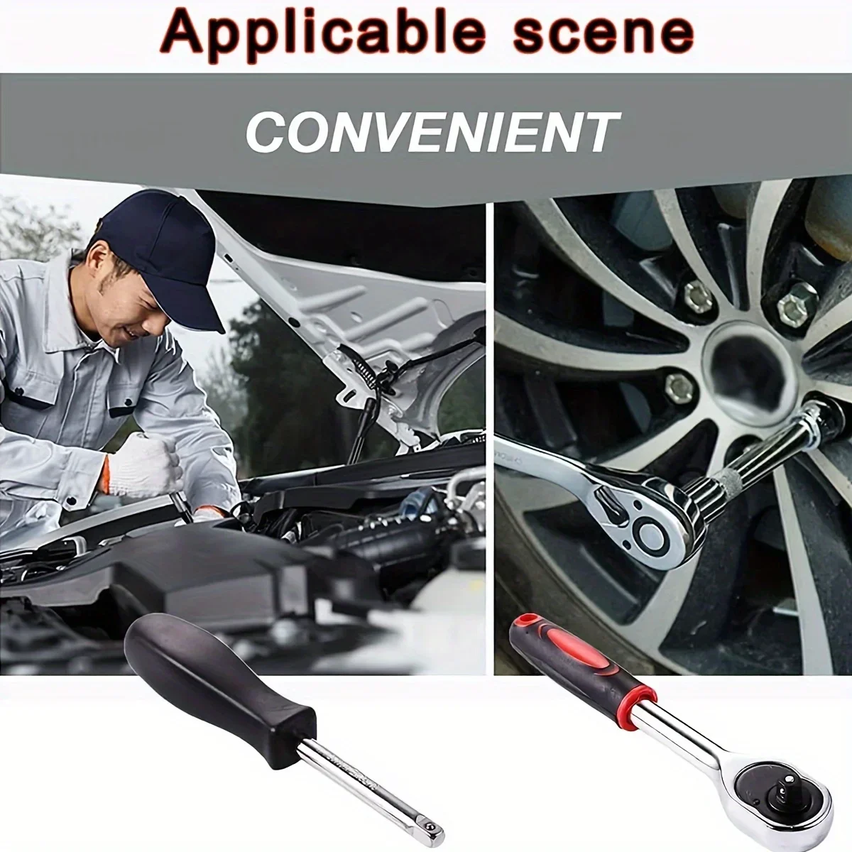 Kit Ferramentas 46 Peças 1/4 Automotivo com Soquetes Chave Catraca