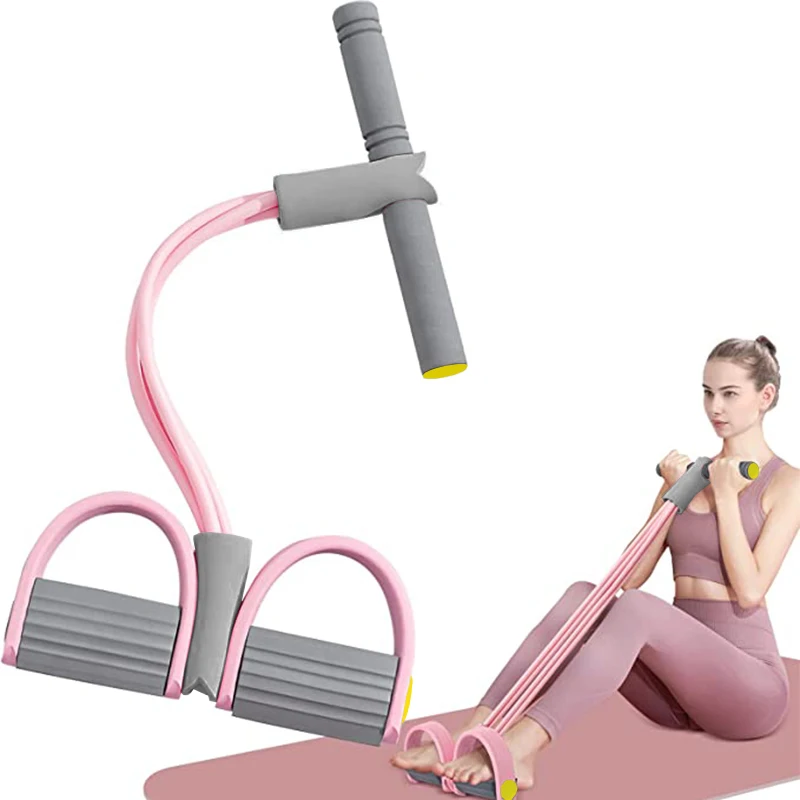 Faixa elástica - Faixa Elástica de 4 Tubos com Pedal para Exercícios