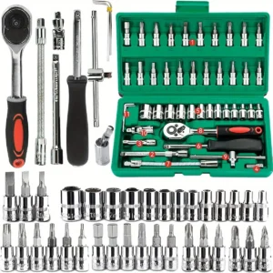 Kit ferramentas - Kit Ferramentas 46 Peças 1/4 Automotivo com Soquetes Chave Catraca