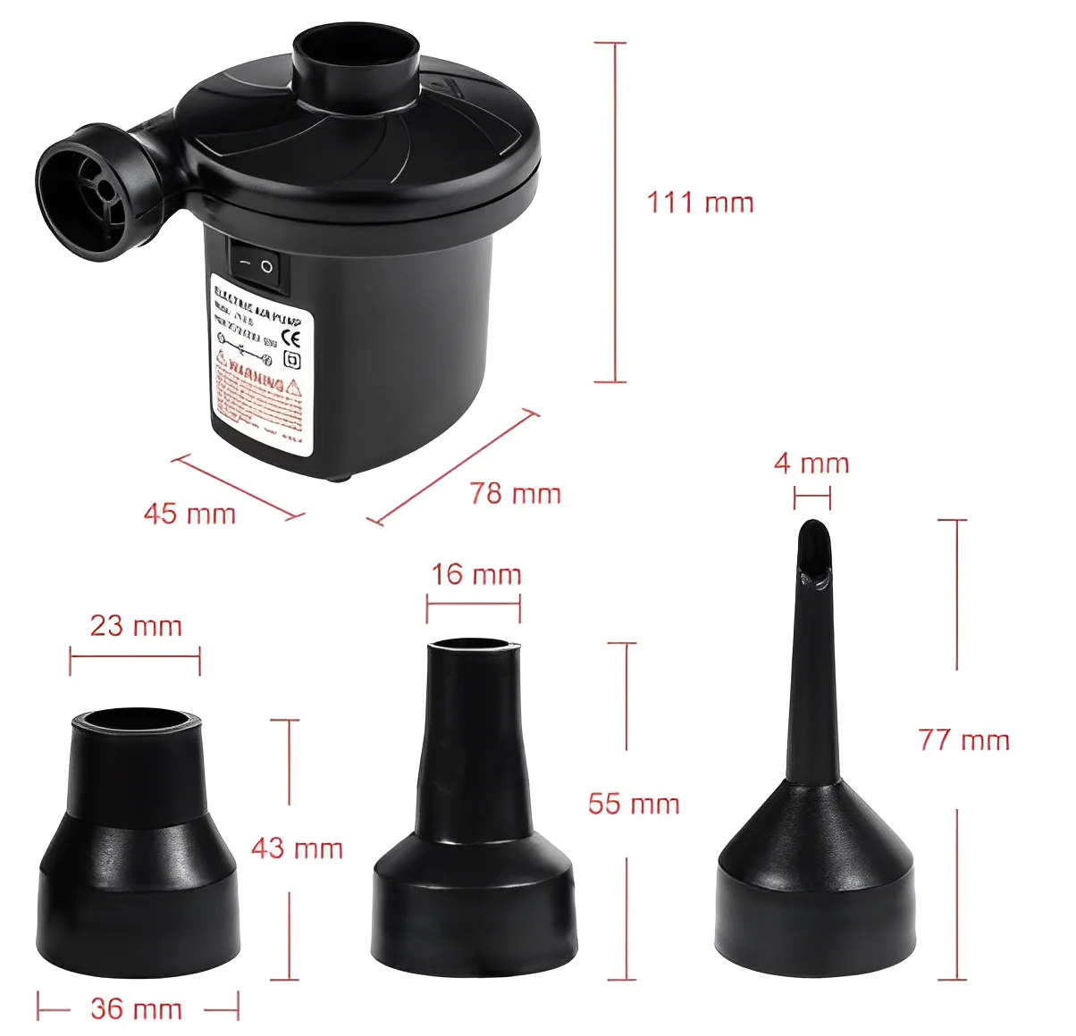 Bomba de Ar Elétrica Bivolt com Função Inflar e Desinflar Preta - Imagem 3