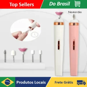 Lixadeira elétrica - Lixadeira Elétrica de Unhas Profissional Kit 5 Brocas USB Recarregável